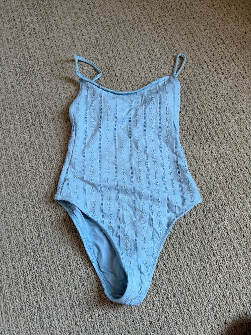 Shade & Shore Light Blue Ribbed Knit One-Piece Swimsuit